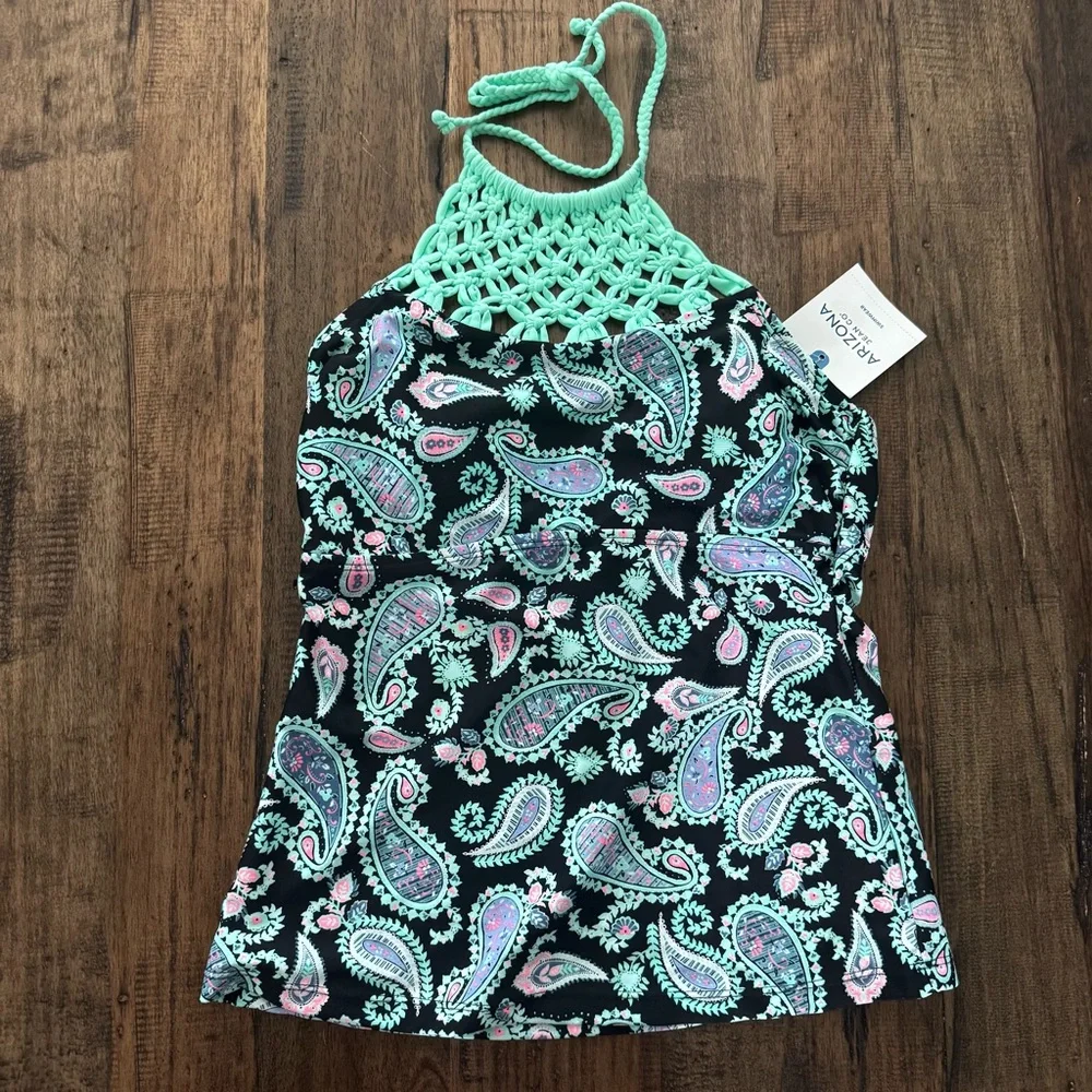 NWT Arizona Mint Braided Tankini Bikini‎ Top S